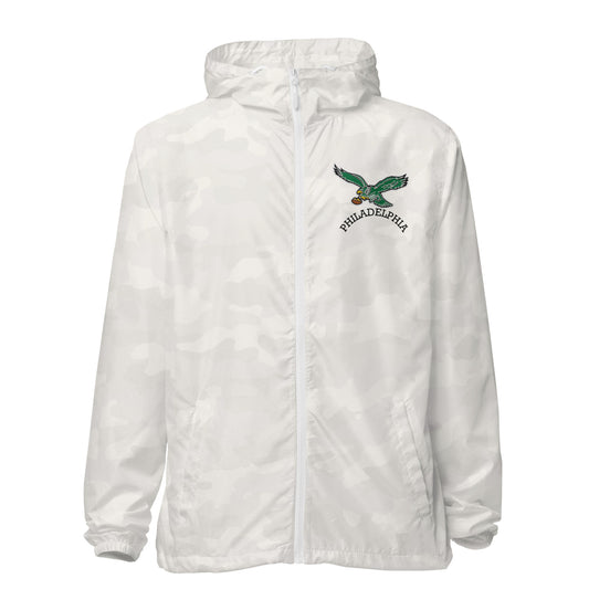 Bird Gang White Camo Unisex lightweight zip up windbreaker